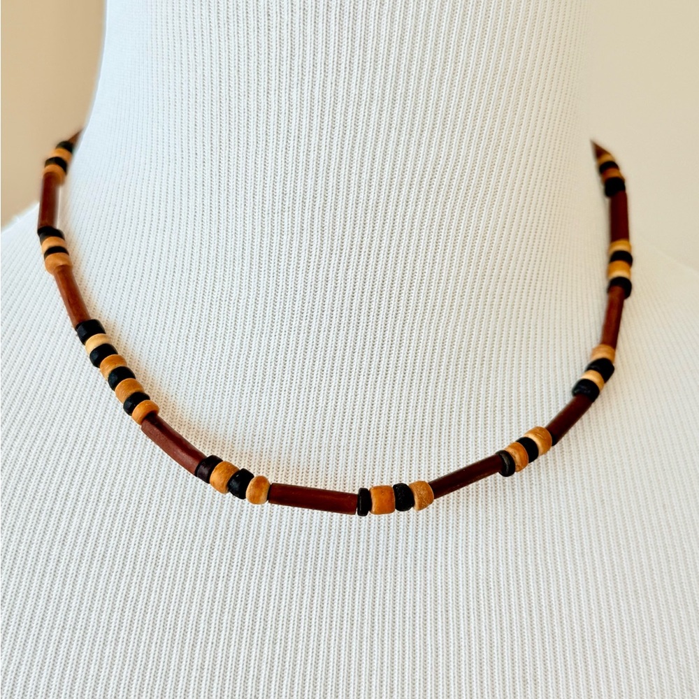 Coconut Shell Necklace 17.5” Light Brown / Brown / Black Coco, Hawaiian, Surfer